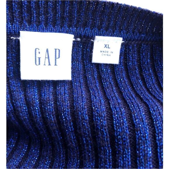 GAP Women’s Royal Blue Crew Neck Long Sleeves Shinny Sweater. Size: XL - Picture 2 of 3